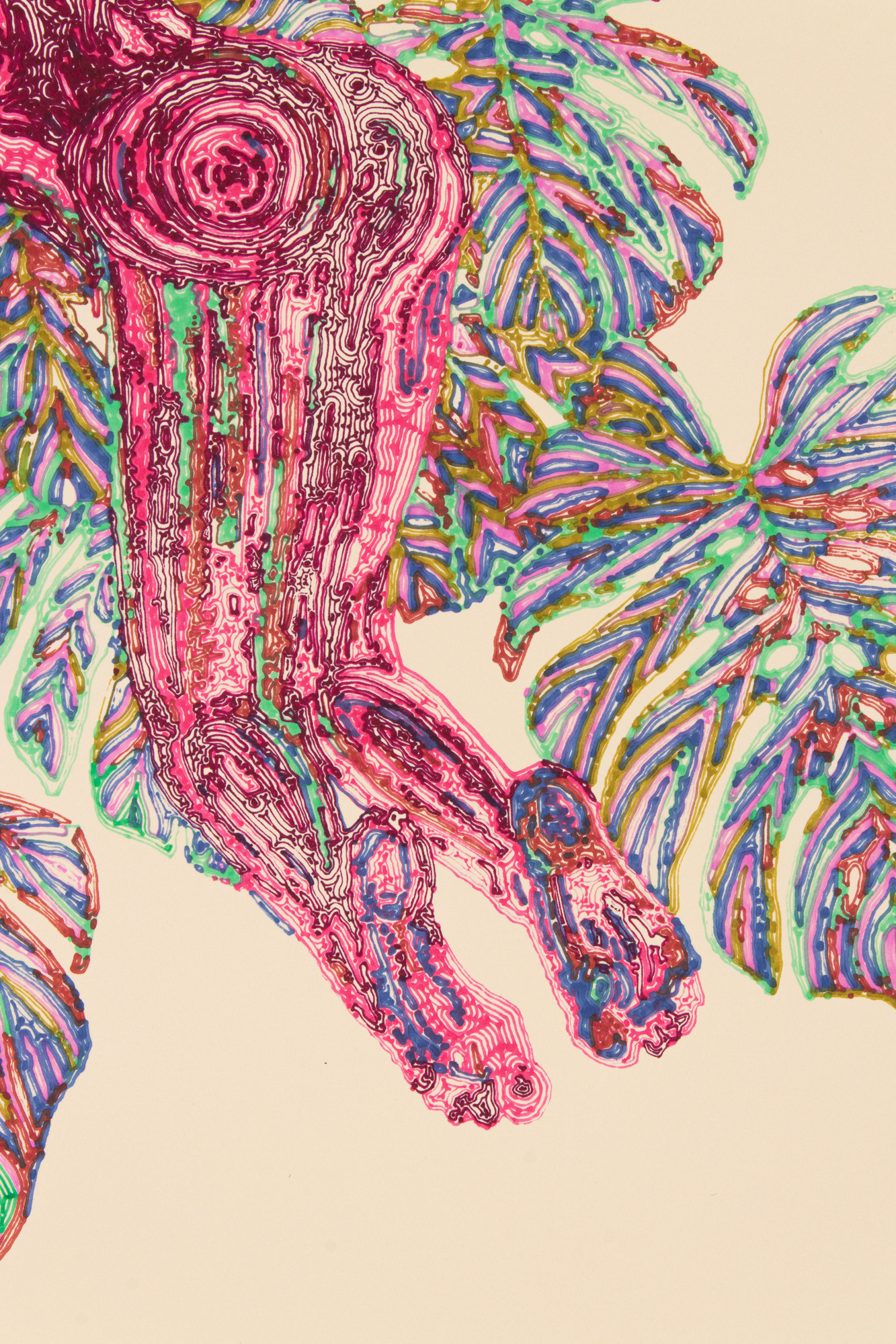 Leaves and Figure, Machine Drawing 4